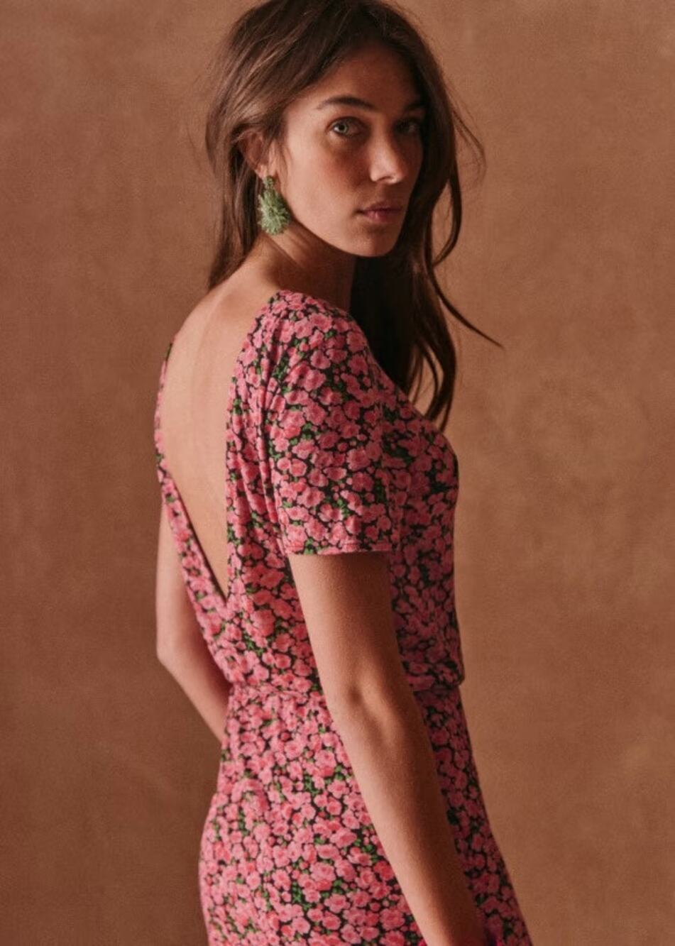 Sezane Luce Dress Midi Women's Small Pink Floral